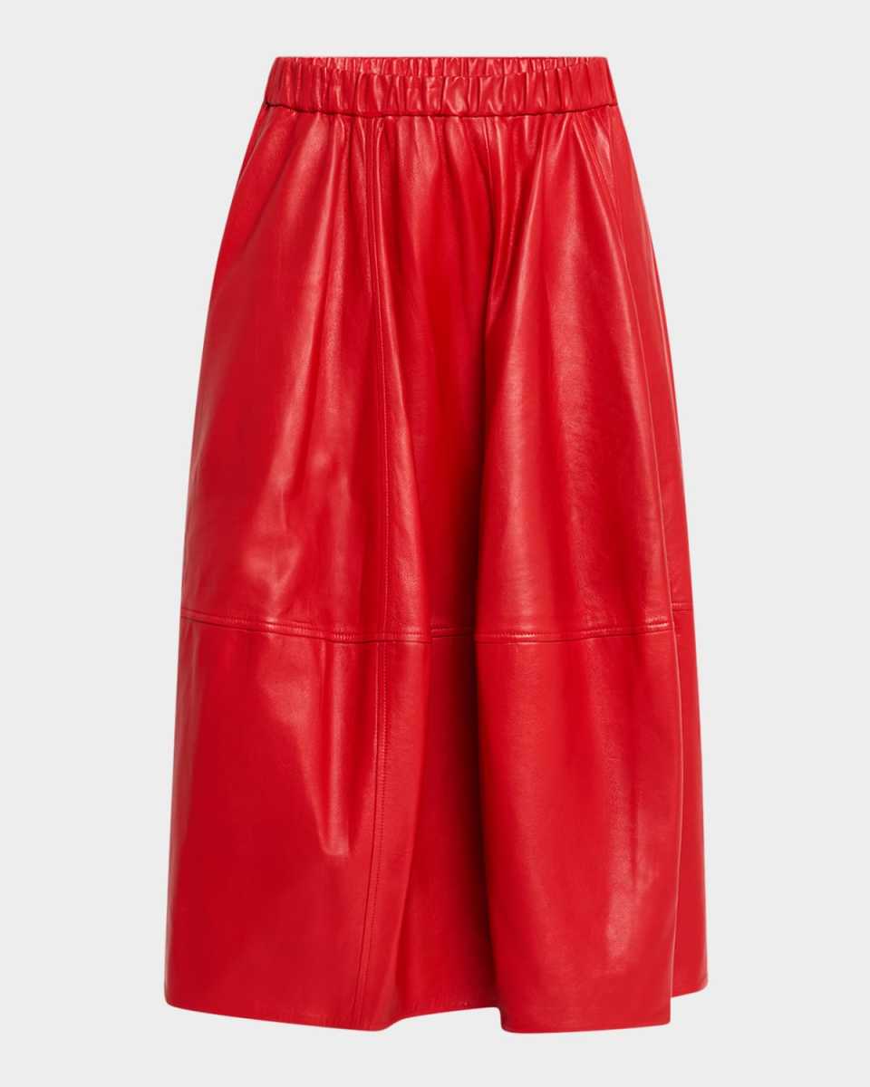 Leather Midi Bubble Skirt